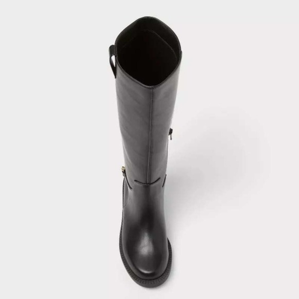 a new day Black Knee-High Heeled Boots with Gold Chain Accent - Picture 5 of 6